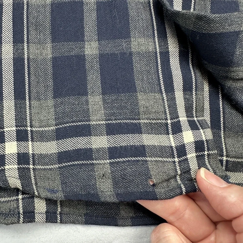 Vintage Polo Ralph Lauren Shirt‎ Men XL Blue Plaid Wool Pratt Button Up Heritage